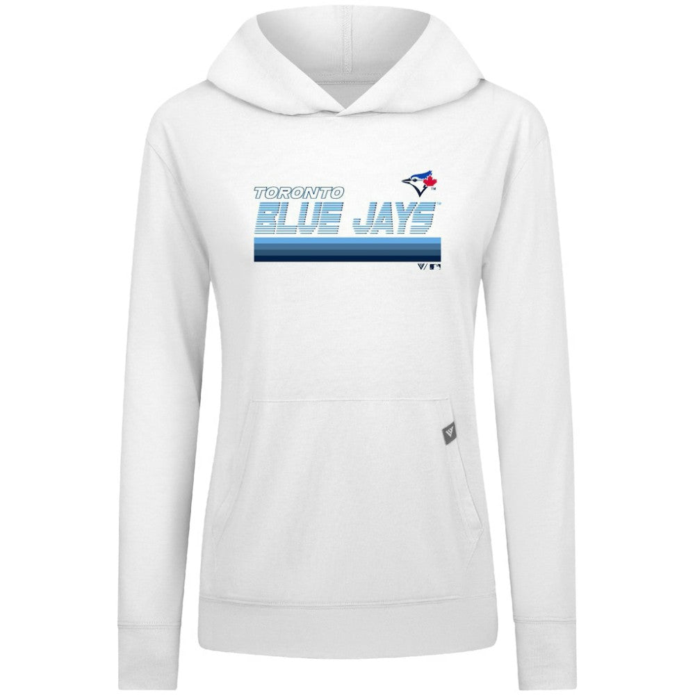 Toronto Blue Jays Levelwear Women's Relay Breaker Pullover Hoodie - White - MLB Lifestyle