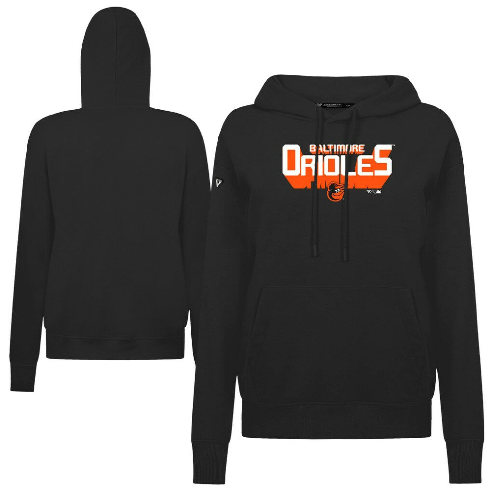 Baltimore Orioles Levelwear Women's Adorn Retro 3D Pullover Hoodie - Black - MLB Online