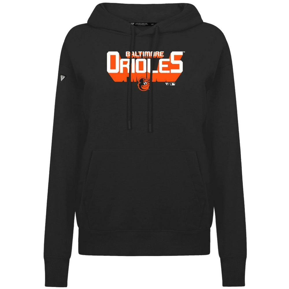 Baltimore Orioles Levelwear Women's Adorn Retro 3D Pullover Hoodie - Black - MLB Online