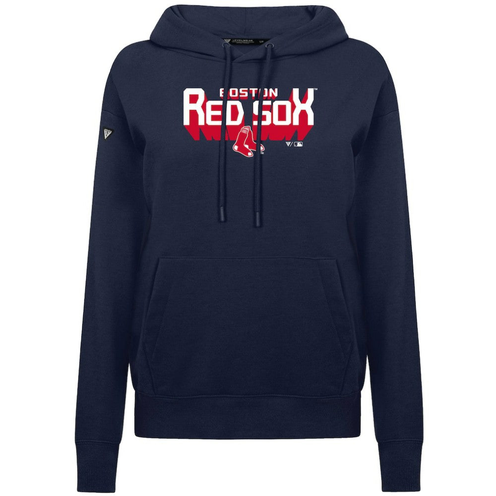 Boston Red Sox Levelwear Women's Adorn Retro 3D Pullover Hoodie - Navy - MLB on Sale