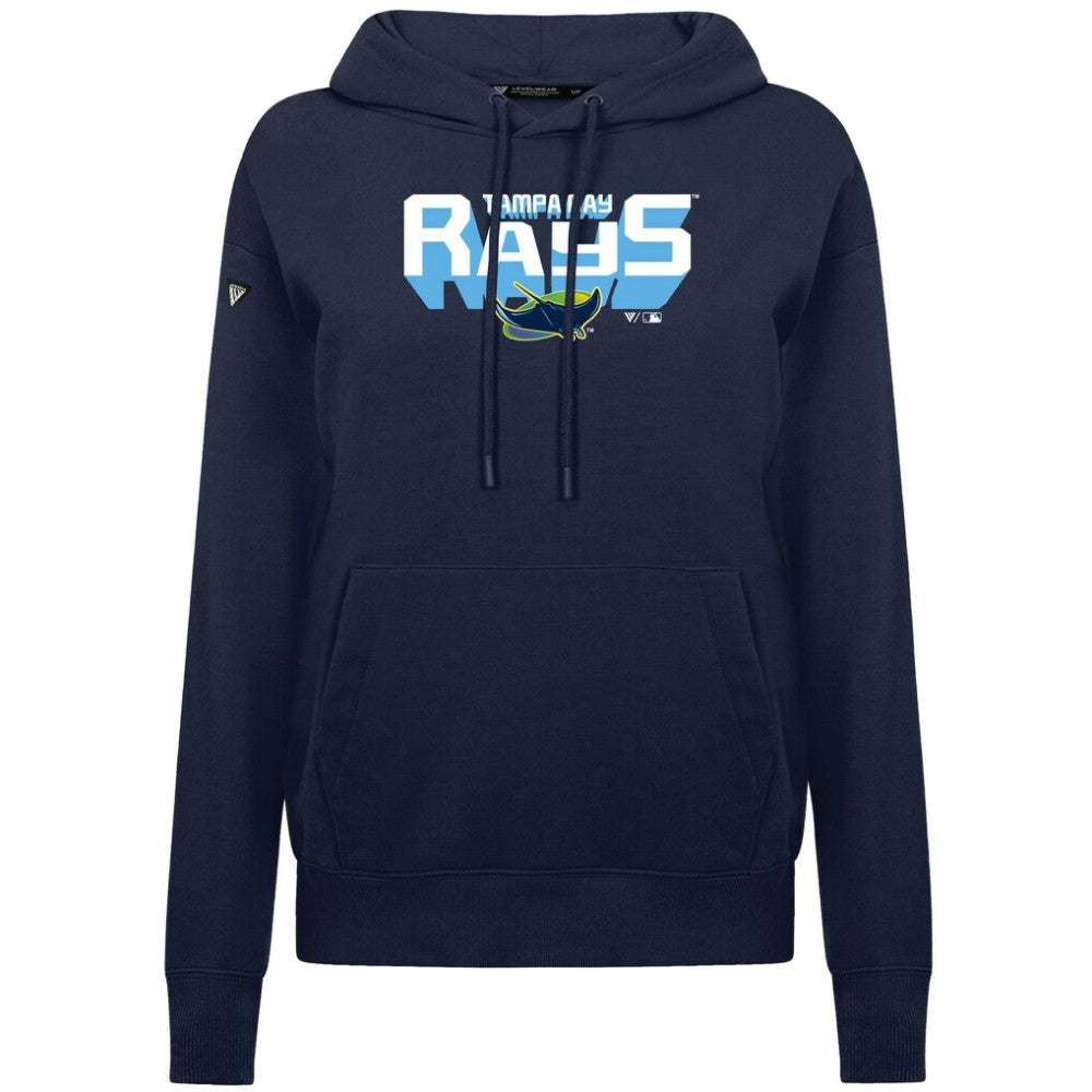 Tampa Bay Rays Levelwear Women's Adorn Retro 3D Pullover Hoodie - Navy - MLB Lifestyle
