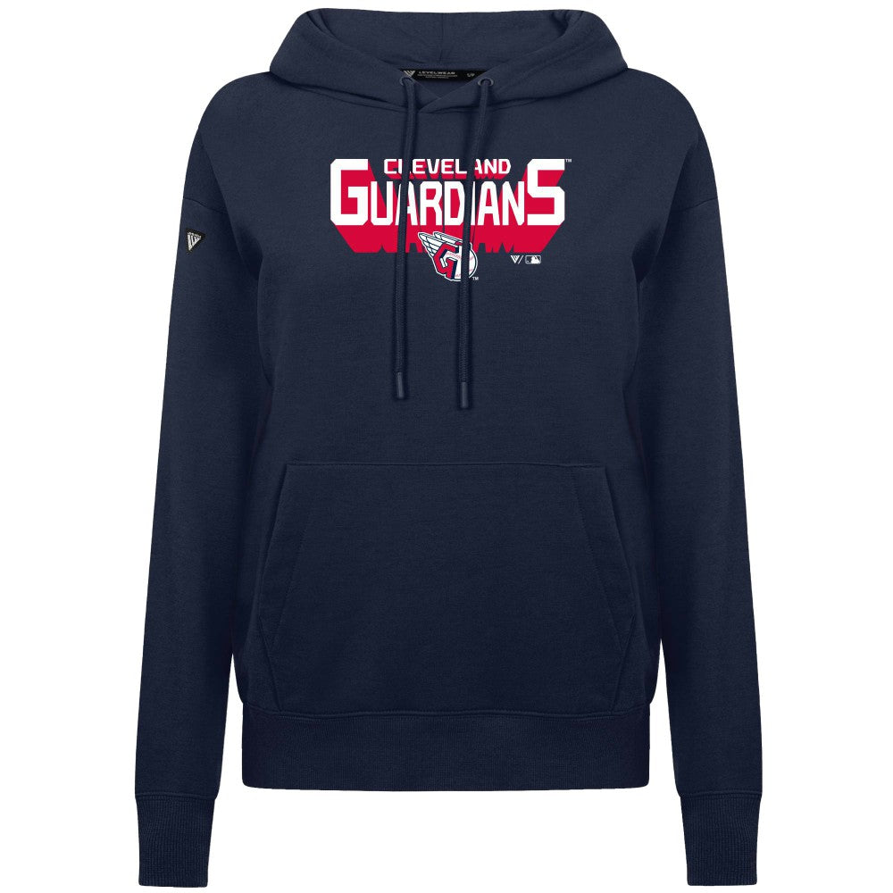 Cleveland Guardians Levelwear Women's Adorn Retro 3D Pullover Hoodie - Navy - MLB Lifestyle