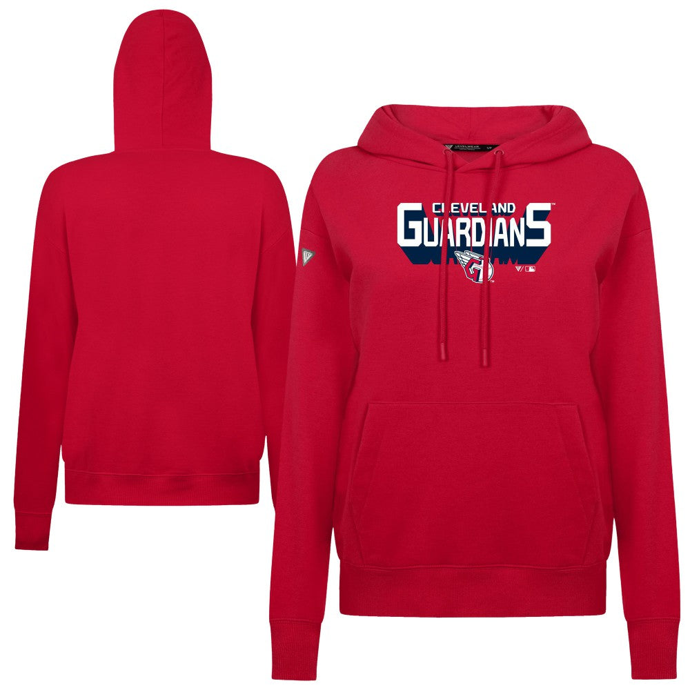 Cleveland Guardians Levelwear Women's Adorn Retro 3D Pullover Hoodie - Red - MLB Lifestyle