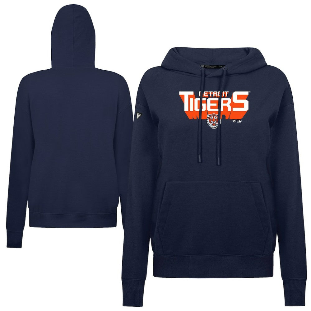 Detroit Tigers Levelwear Women's Adorn Retro 3D Pullover Hoodie - Navy - MLB Lifestyle