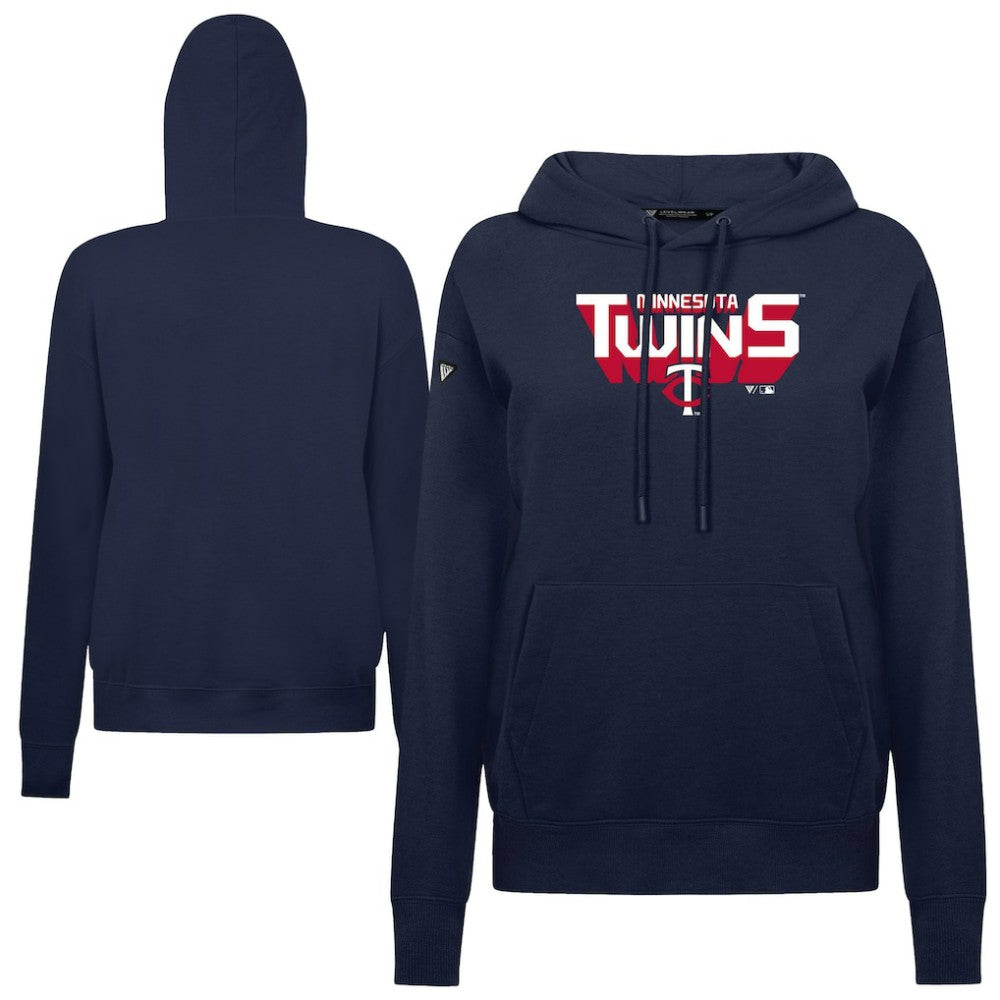 Minnesota Twins Levelwear Women's Adorn Retro 3D Pullover Hoodie - Navy - MLB Sale