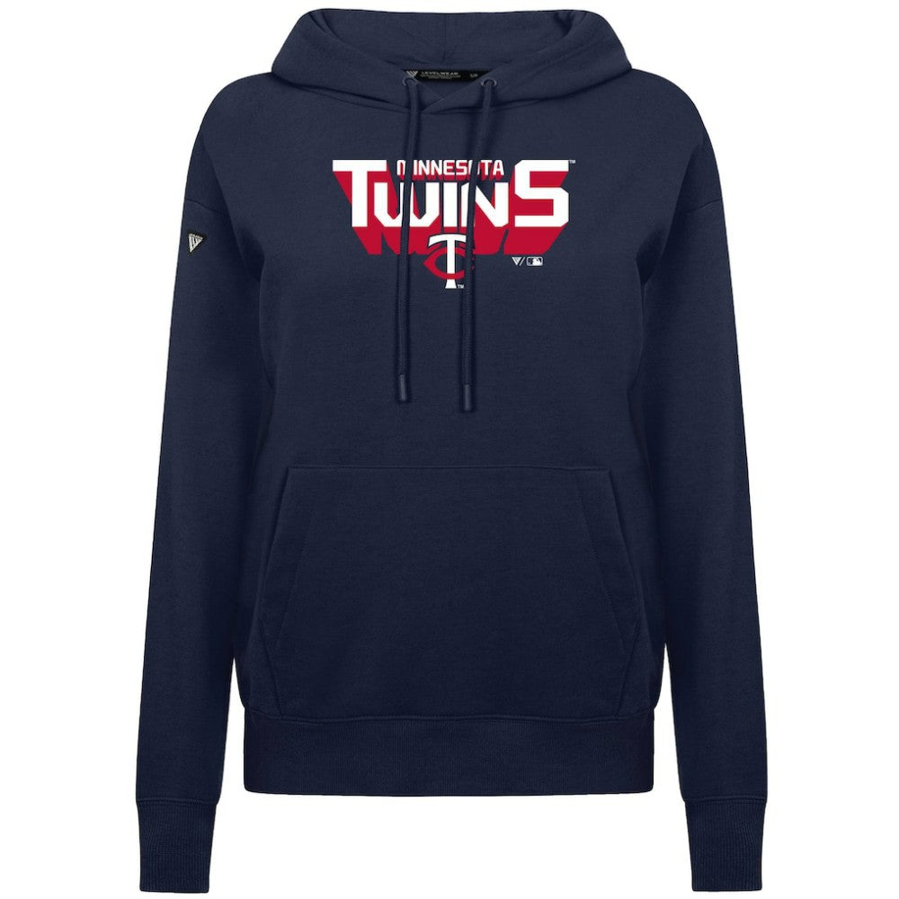 Minnesota Twins Levelwear Women's Adorn Retro 3D Pullover Hoodie - Navy - MLB Sale