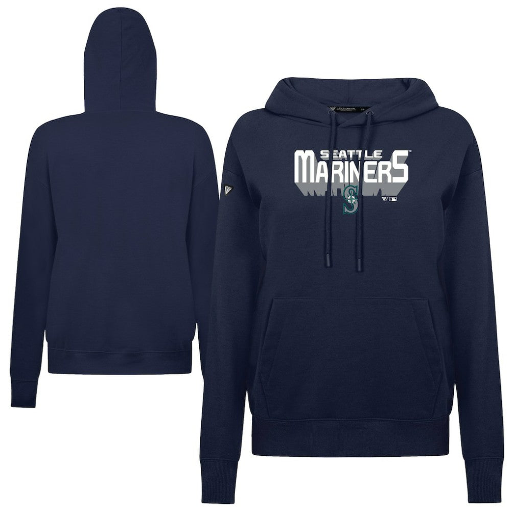 Seattle Mariners Levelwear Women's Adorn Retro 3D Pullover Hoodie - Navy - MLB Discount