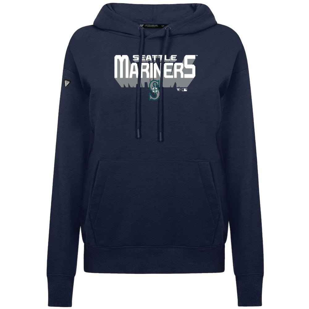 Seattle Mariners Levelwear Women's Adorn Retro 3D Pullover Hoodie - Navy - MLB Discount