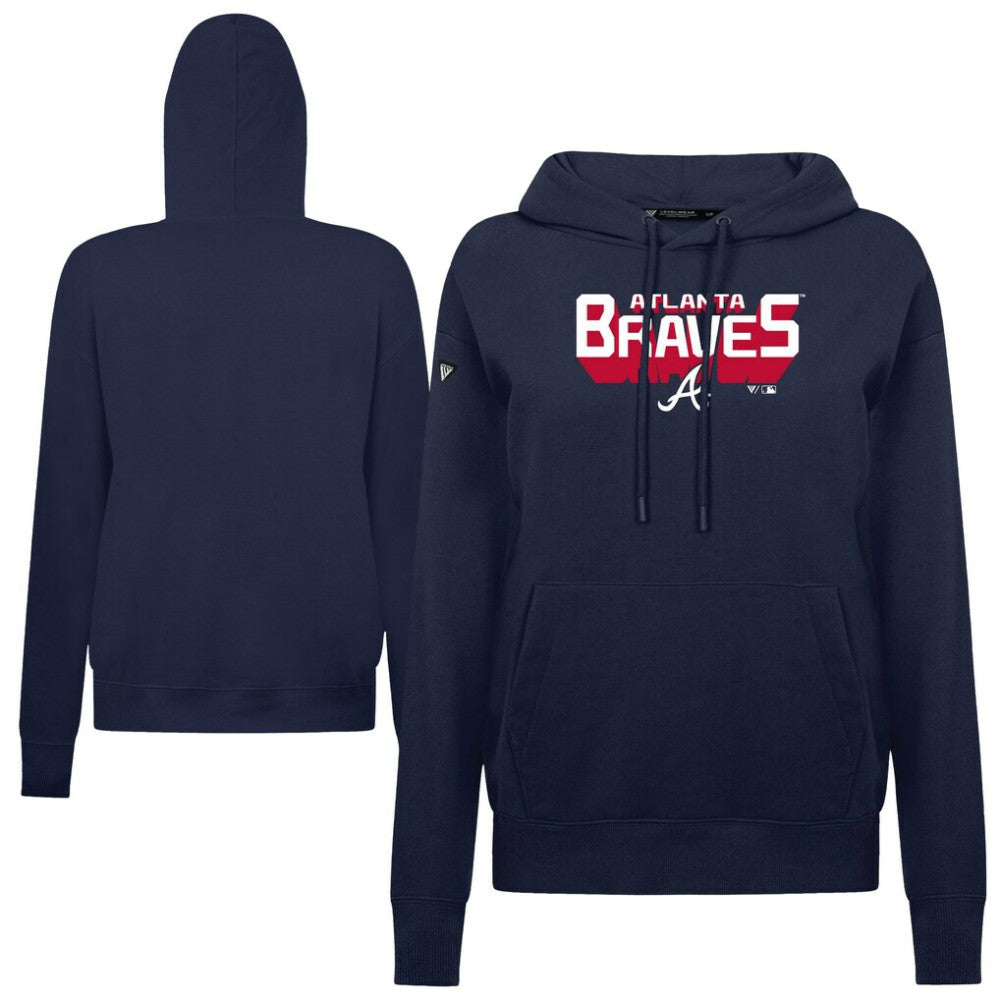 Atlanta Braves Levelwear Women's Adorn Retro 3D Pullover Hoodie - Navy - MLB Discount