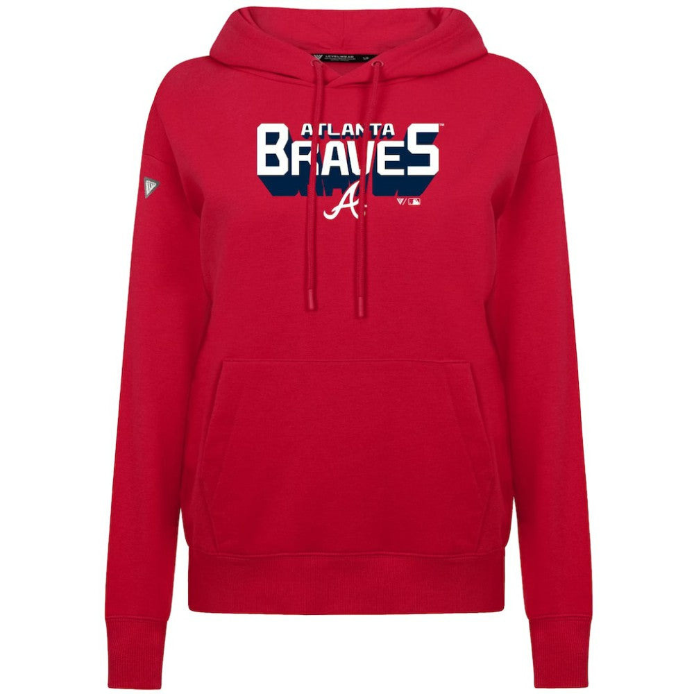Atlanta Braves Levelwear Women's Adorn Retro 3D Pullover Hoodie - Red - MLB Discount