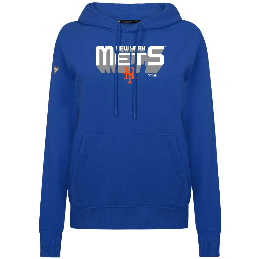 New York Mets Levelwear Women's Adorn Retro 3D Pullover Hoodie - Royal - MLB Online