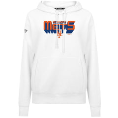 New York Mets Levelwear Women's Adorn Retro 3D Pullover Hoodie - White - MLB Lifestyle