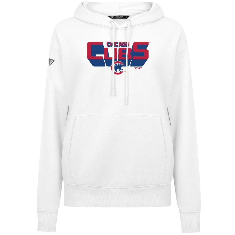 Chicago Cubs Levelwear Women's Adorn Retro 3D Pullover Hoodie - White - MLB on Sale