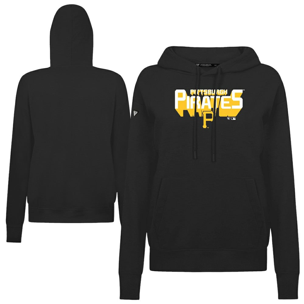Pittsburgh Pirates Levelwear Women's Adorn Retro 3D Pullover Hoodie - Black - MLB Lifestyle