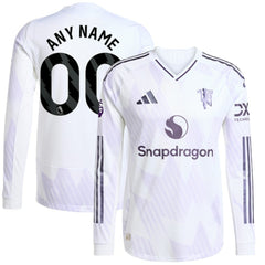 Manchester United 2025/26 Away Long Sleeve Custom Jersey White - Adidas