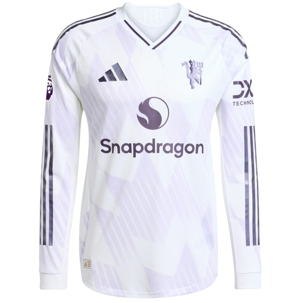Manchester United 2025/26 Away Long Sleeve Custom Jersey White - Adidas