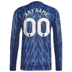 Arsenal 2025/26 Away Replica Long Sleeve Custom Jersey Blue - Adidas