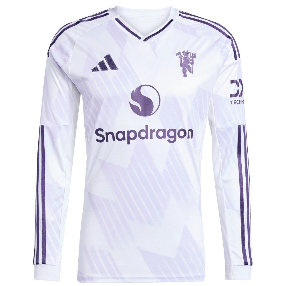 Manchester United 2025/26 Away Replica Long Sleeve Custom Jersey White - Adidas