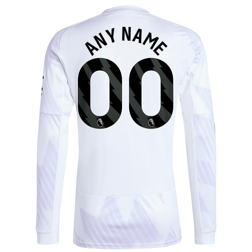 Manchester United 2025/26 Away Replica Long Sleeve Custom Jersey White - Adidas