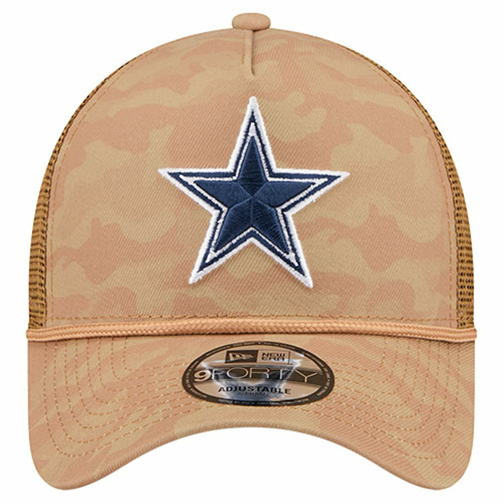 Dallas Cowboys New Era Wheat Camo 9FORTY Trucker Adjustable Hat Tan