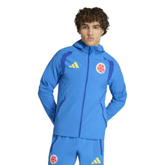 Colombia National Team FIFA x World Cup 2026 Tiro Travel Raglan Full-Zip Windbreaker Hoodie Blue - Adidas cheap