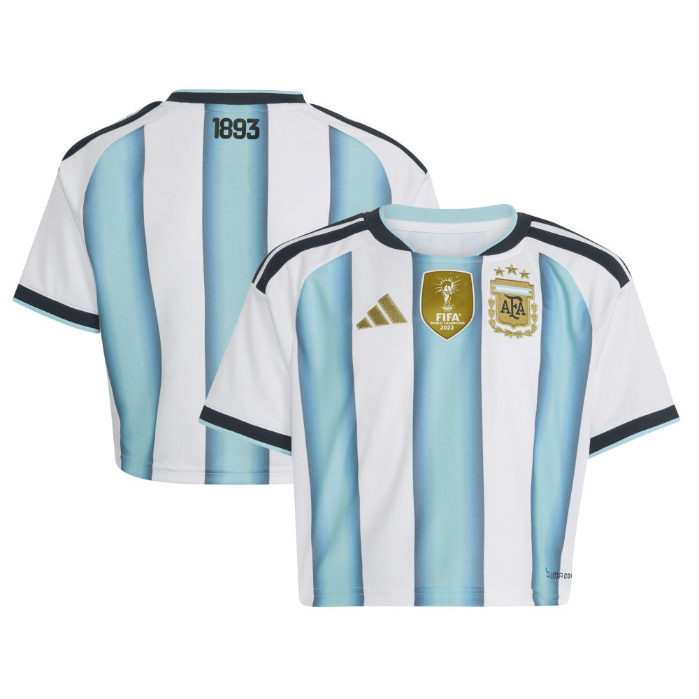 Argentina National Team Women's FIFA x World Cup 2022 Winners Home Cropped Replica Jersey White - Adidas