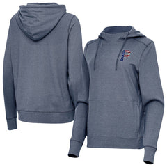 Pittsburgh Pirates Antigua Women's Justice Stars and Stripes Team Logo Pullover Hoodie - Heather Navy - MLB on Sale