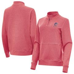 Miami Marlins Antigua Women's Crush Stars and Stripes Team Logo Quarter-Zip Pullover Top - Heather Red - MLB Online