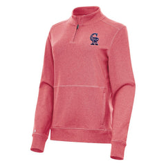 Colorado Rockies Antigua Women's Crush Stars and Stripes Team Logo Quarter-Zip Pullover Top - Heather Red - MLB on Sale