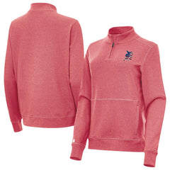 Detroit Tigers Antigua Women's Crush Stars and Stripes Team Logo Quarter-Zip Pullover Top - Heather Red - MLB on Sale