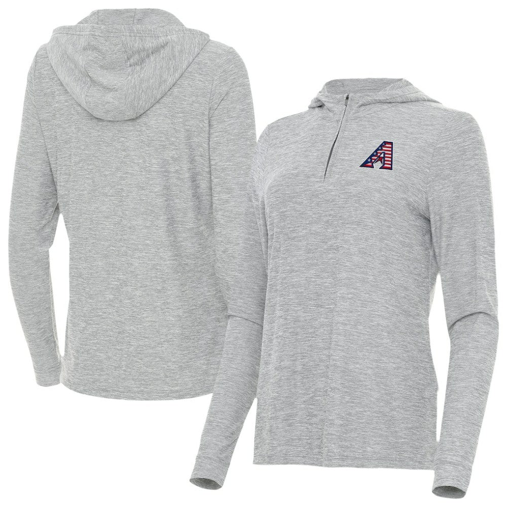 Arizona Diamondbacks Antigua Women's Daybreak Quarter-Zip Hoodie - Heather Gray - MLB Lifestyle