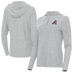 Arizona Diamondbacks Antigua Women's Daybreak Quarter-Zip Hoodie - Heather Gray - MLB Lifestyle