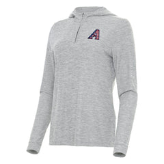 Arizona Diamondbacks Antigua Women's Daybreak Quarter-Zip Hoodie - Heather Gray - MLB Lifestyle