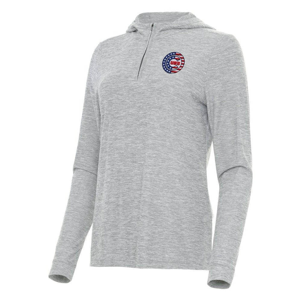 Chicago Cubs Antigua Women's Daybreak Quarter-Zip Hoodie - Heather Gray - MLB on Sale