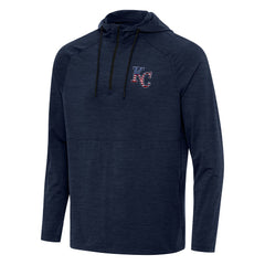 Kansas City Royals Antigua Spikes Stars and Stripes Team Logo Quarter-Zip Pullover Hoodie - Heather Navy - MLB Sale