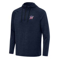 Miami Marlins Antigua Spikes Stars and Stripes Team Logo Quarter-Zip Pullover Hoodie - Heather Navy - MLB Discount