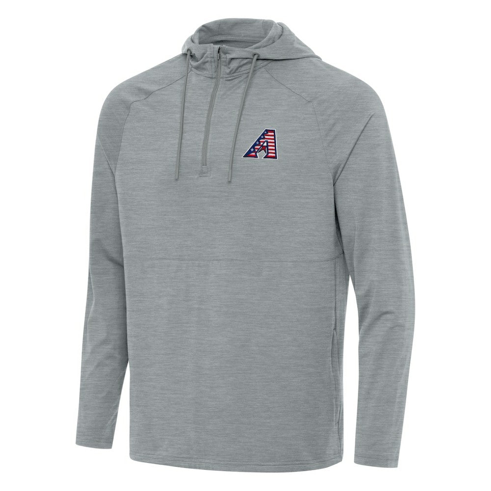 Arizona Diamondbacks Antigua Spikes Stars and Stripes Team Logo Quarter-Zip Pullover Hoodie - Heather Gray - MLB Discount