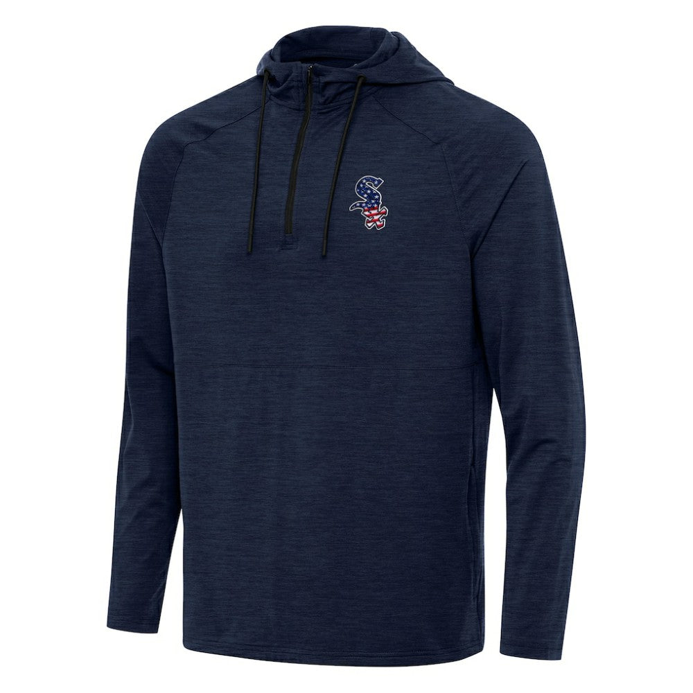 Chicago White Sox Antigua Spikes Stars and Stripes Team Logo Quarter-Zip Pullover Hoodie - Heather Navy - MLB on Sale