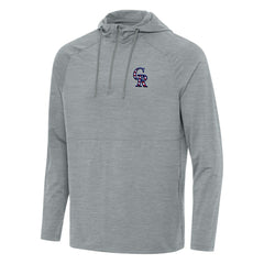Colorado Rockies Antigua Spikes Stars and Stripes Team Logo Quarter-Zip Pullover Hoodie - Heather Gray - MLB Lifestyle