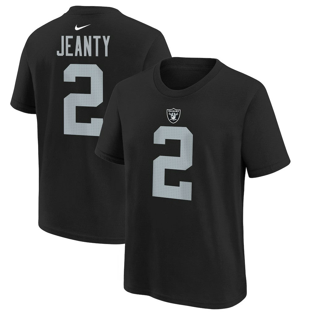 Nike Ashton Jeanty Las Vegas Raiders Youth 2025 NFL Draft First Round Pick Name & Number T-Shirt Black