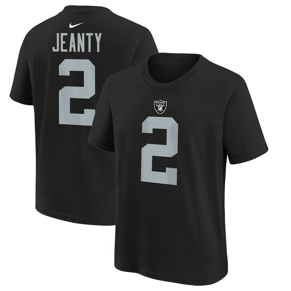 Nike Ashton Jeanty Las Vegas Raiders Youth 2025 NFL Draft First Round Pick Name & Number T-Shirt Black