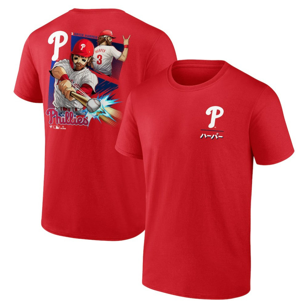 Bryce Harper Philadelphia Phillies Anime Player T-Shirt - Red - MLB Lifestyle