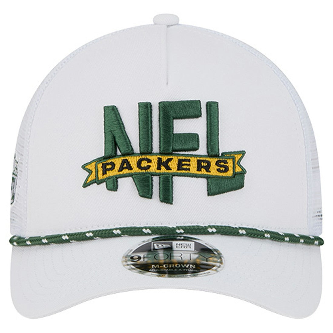 Green Bay Packers New Era NFL 9FORTY A-Frame M-Crown Adjustable Trucker Hat White