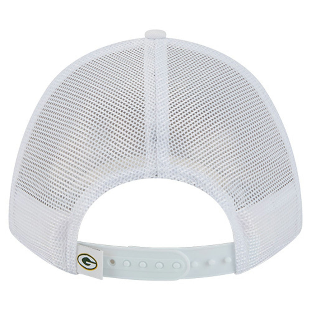 Green Bay Packers New Era NFL 9FORTY A-Frame M-Crown Adjustable Trucker Hat White
