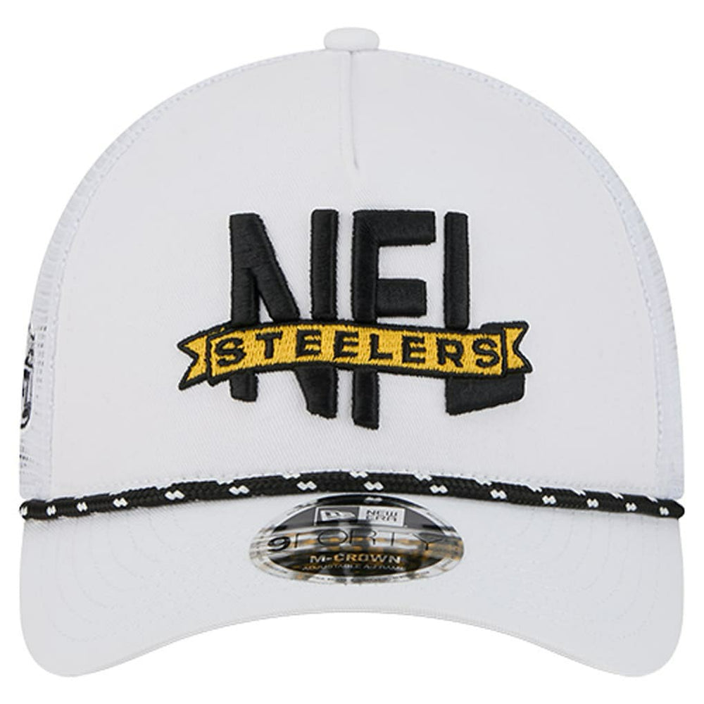 Pittsburgh Steelers New Era NFL 9FORTY A-Frame M-Crown Adjustable Trucker Hat White