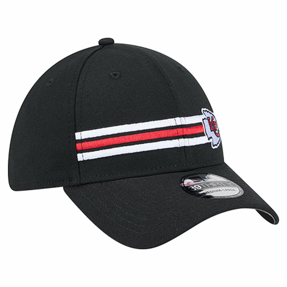 Kansas City Chiefs New Era Stripes 39THIRTY Flex Hat Black