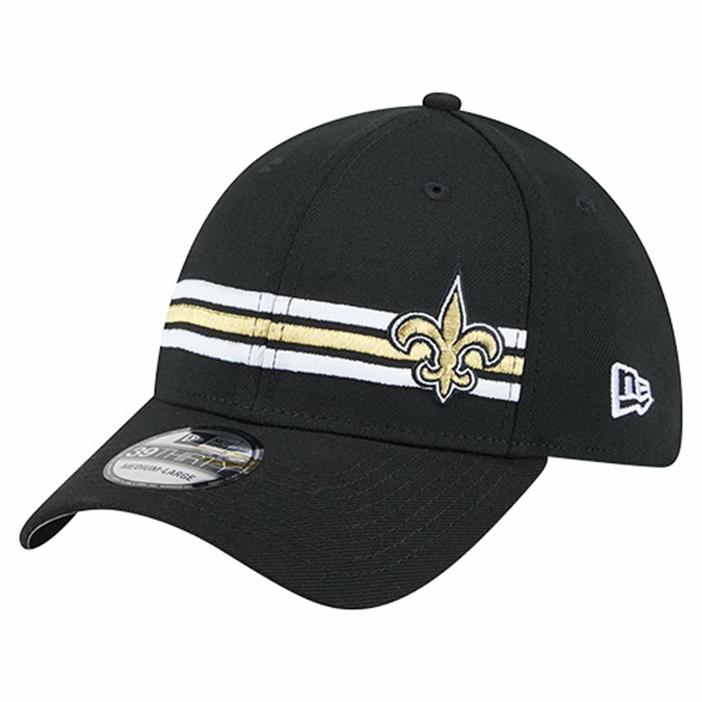 New Orleans Saints New Era Stripes 39THIRTY Flex Hat Black