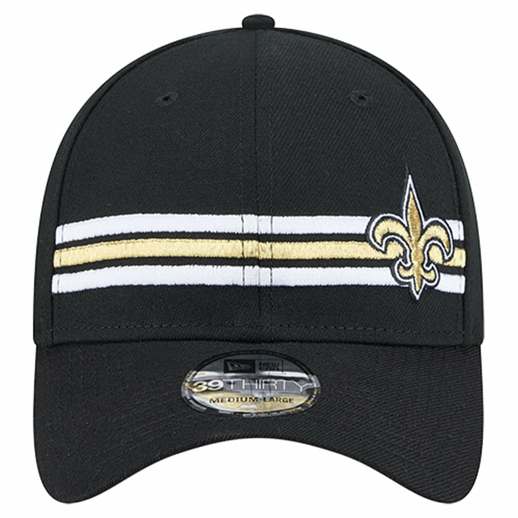 New Orleans Saints New Era Stripes 39THIRTY Flex Hat Black