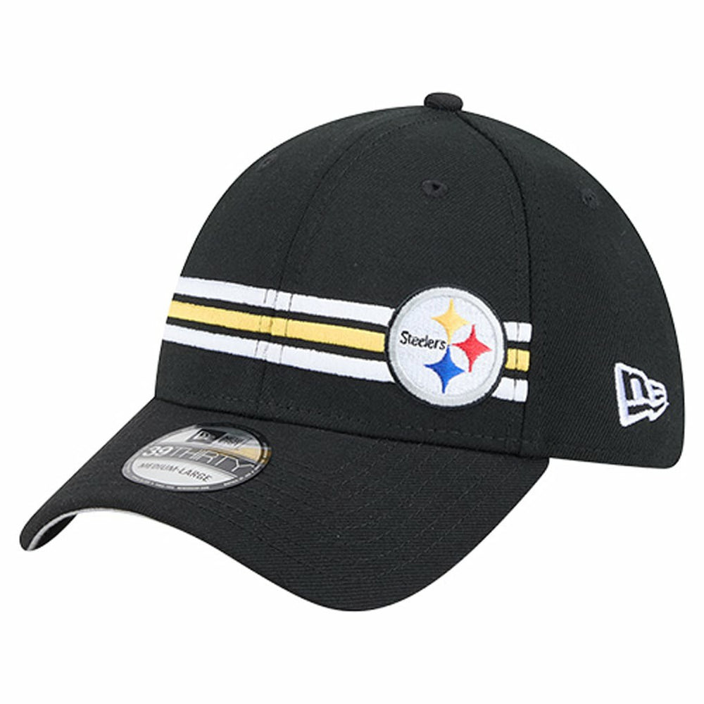 Pittsburgh Steelers New Era Stripes 39THIRTY Flex Hat Black