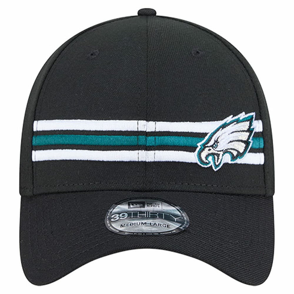Philadelphia Eagles New Era Stripes 39THIRTY Flex Hat Black